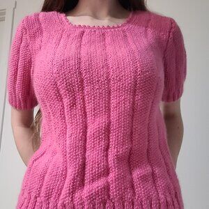 Pink Vintage Hand Knit Sweater
